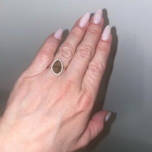 Elegant Brown Teardrop Ring